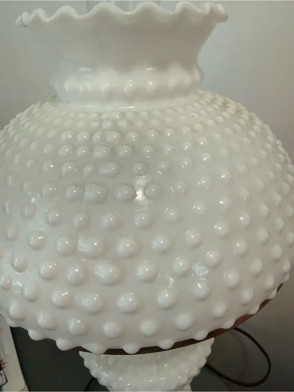 Vintage Lamp Hobnail Milk Glass Hurricane Parlor Gone w The Wind Key Turn Light